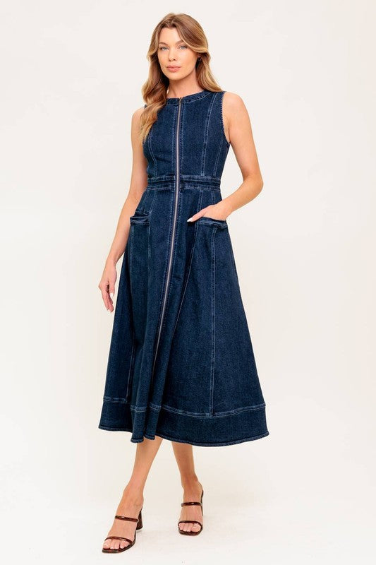 Womens Flying Tomato Zip Denim Dress