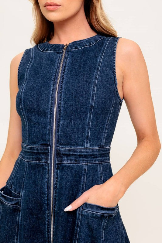 Womens Flying Tomato Zip Denim Dress
