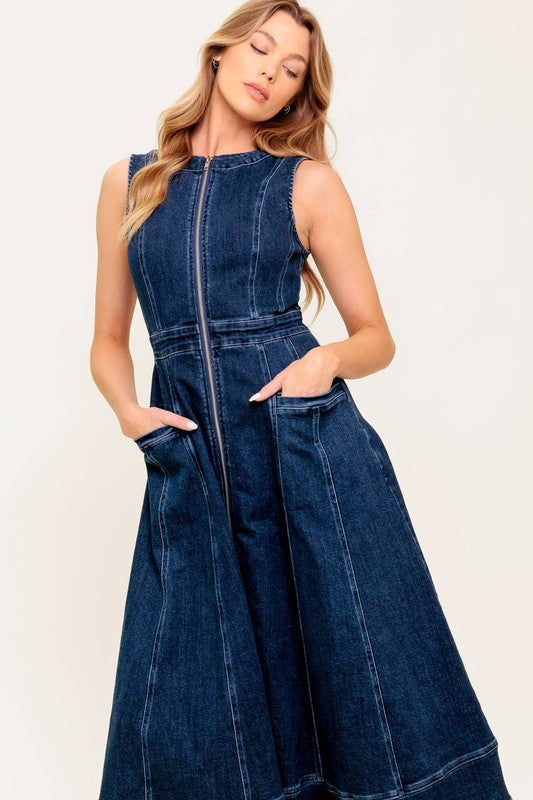 Womens Flying Tomato Zip Denim Dress