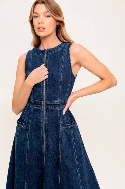 Womens Flying Tomato Zip Denim Dress