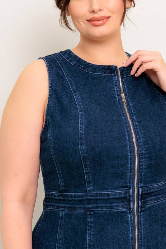 Plus Size Denim Midi Dress Aline Fit and Flare