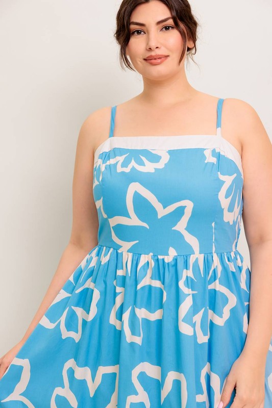 Plus Size Flying Tomato Nautical Floral Midi Dress