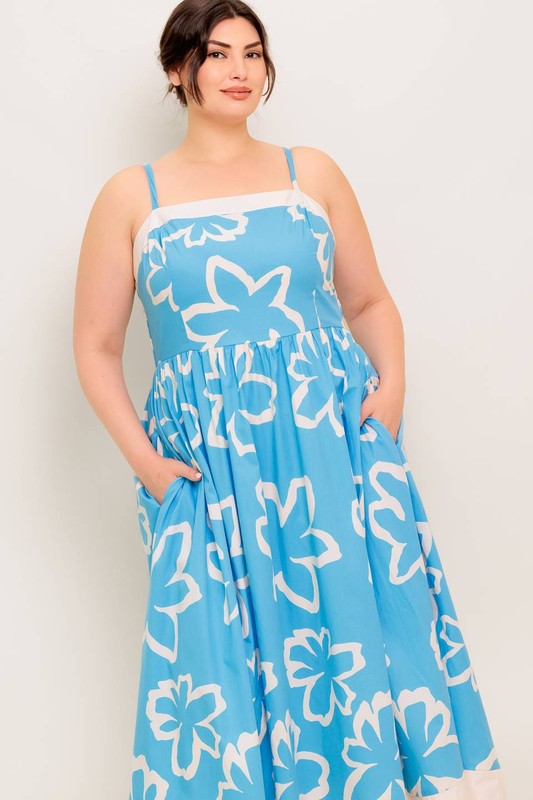 Plus Size Flying Tomato Nautical Floral Midi Dress