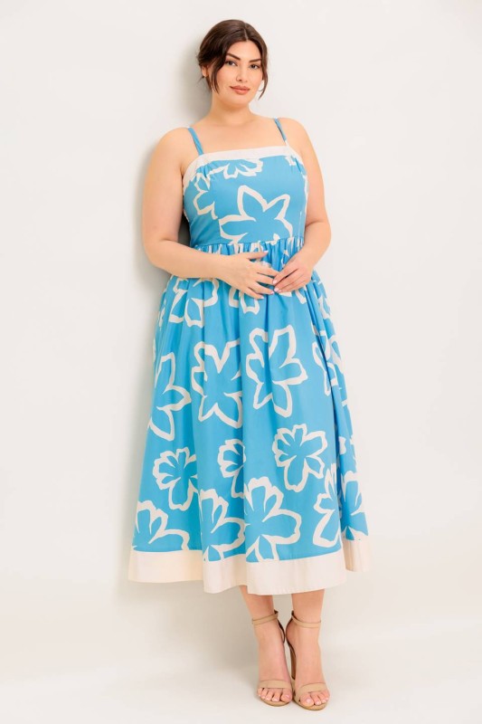 Plus Size Flying Tomato Nautical Floral Midi Dress