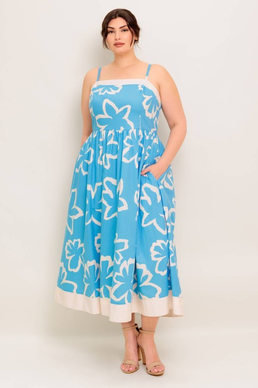 Plus Size Flying Tomato Nautical Floral Midi Dress