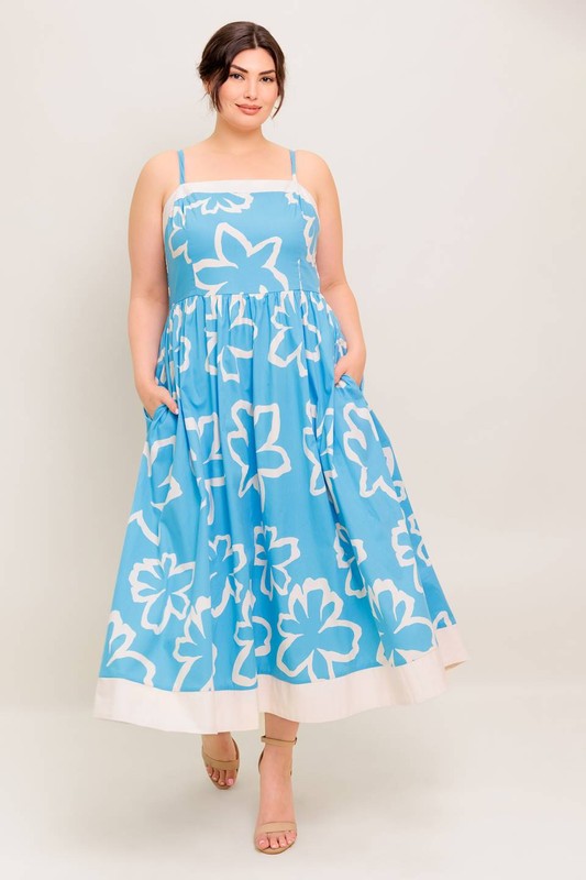 Plus Size Flying Tomato Nautical Floral Midi Dress