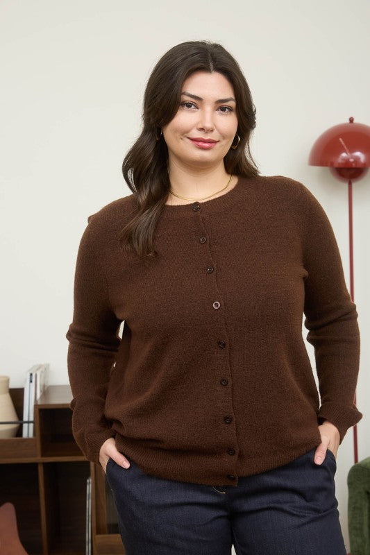 Plus Size Round Neck Cardigan