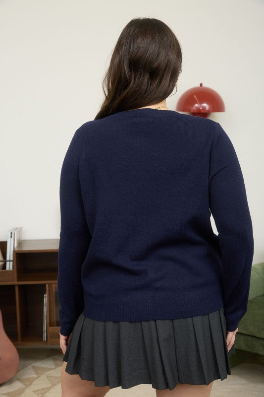 Plus Size Round Neck Cardigan