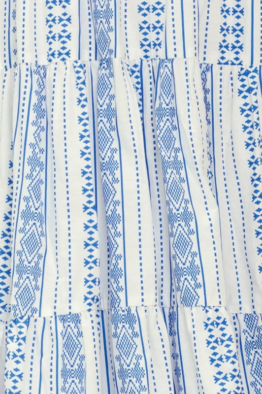 Flying Tomanot Plus Size smocked white blue summer midi dress