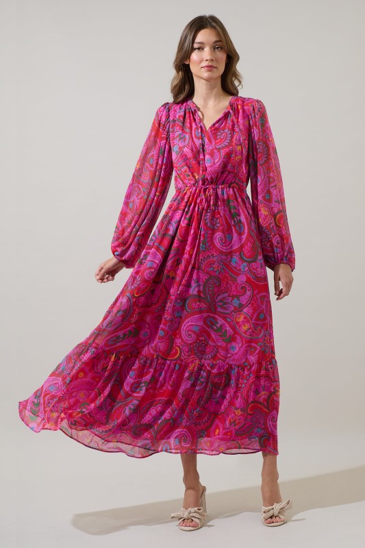 Womens Sugar Lips Anais Floral Mauder Balloon Maxi Dress