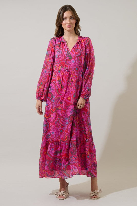 Womens Sugar Lips Anais Floral Mauder Balloon Maxi Dress