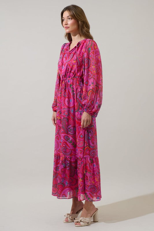 Womens Sugar Lips Anais Floral Mauder Balloon Maxi Dress