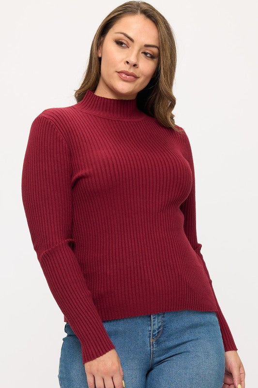 Plus Size Lettuce Hem Turtle Neck