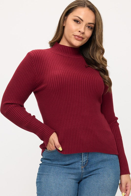 Plus Size Lettuce Hem Turtle Neck