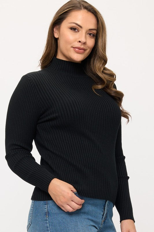 Plus Size Lettuce Hem Turtle Neck