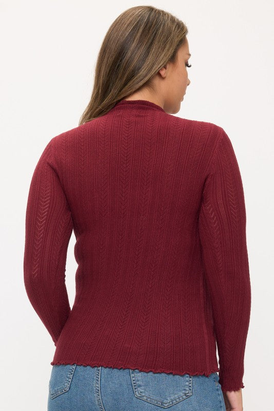 Plus Size Lettuce Hem Turtle Neck