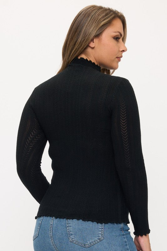 Plus Size Lettuce Hem Turtle Neck
