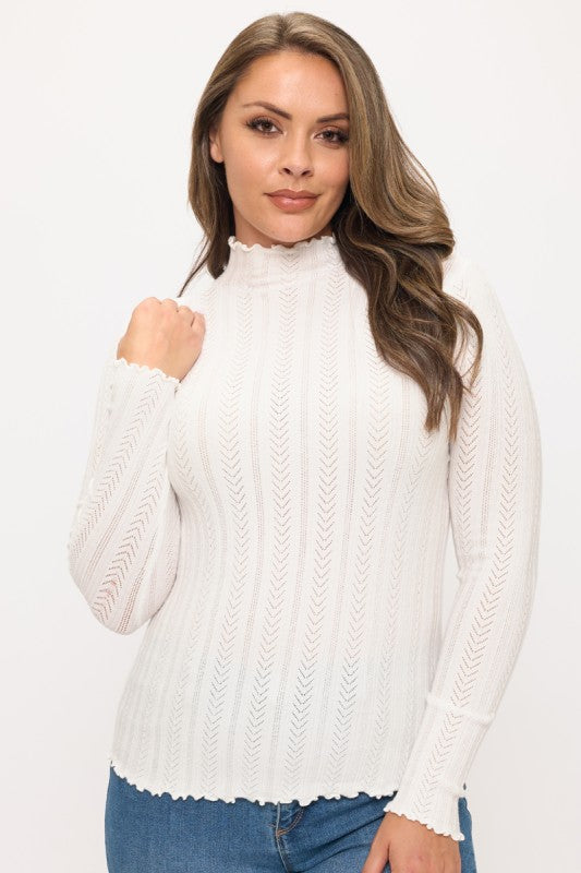 Plus Size Lettuce Hem Turtle Neck
