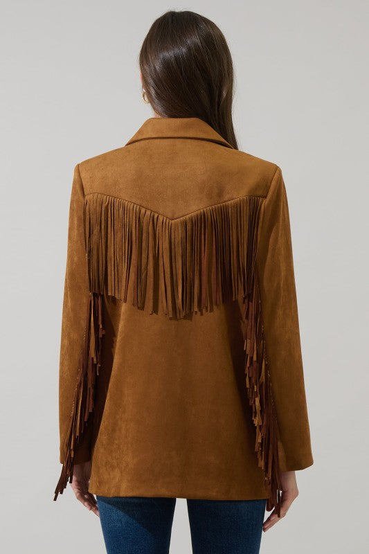 Womens Fringe Collar Jacket-Runs Large