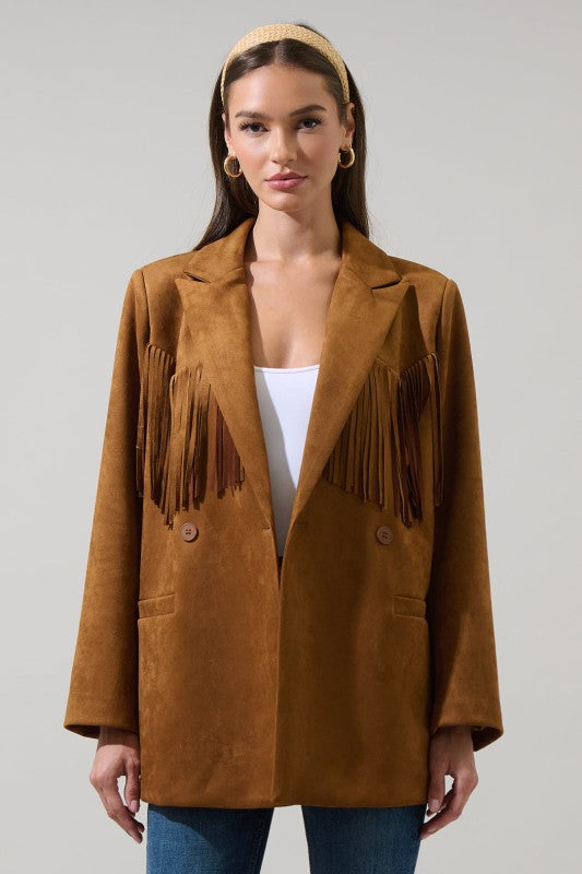 Womens Fringe Collar Jacket-Runs Large