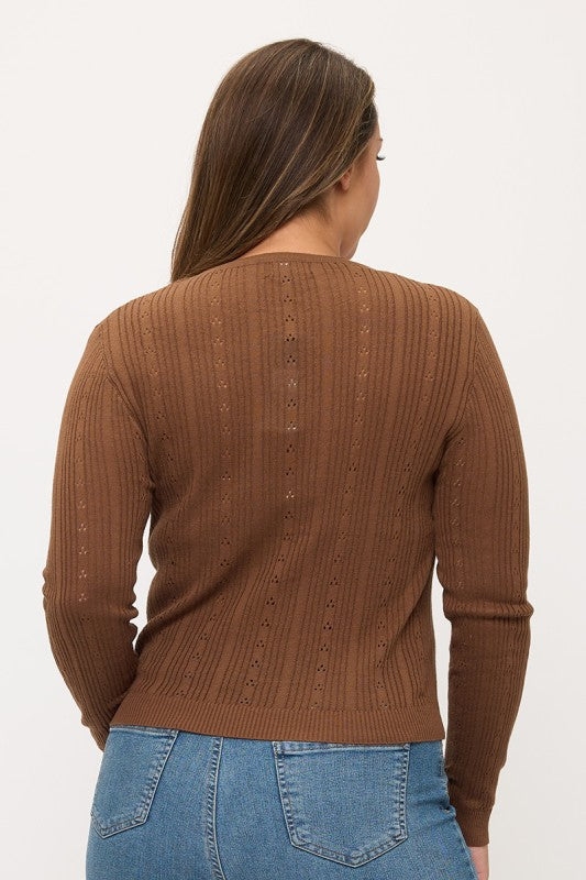 Plus Size Long Sleeve Button Cardigan