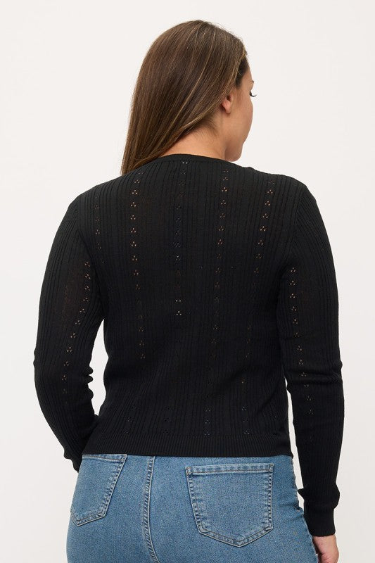 Plus Size Long Sleeve Button Cardigan