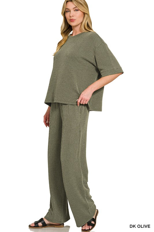 Womens Ribbed Pant Set