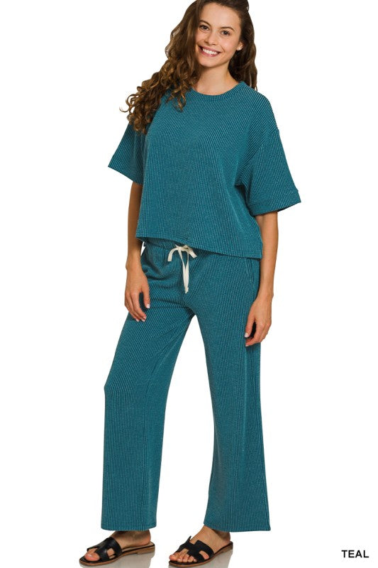 Womens Ribbed Pant Set