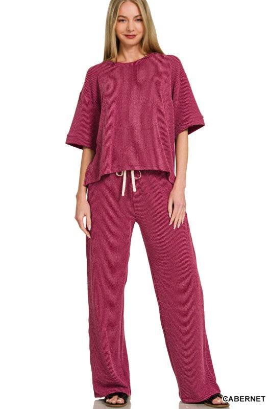 Womens Ribbed Pant Set