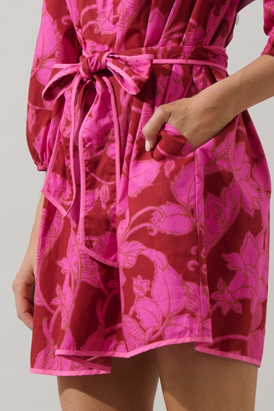 Womens Floral Collared Mini Dress