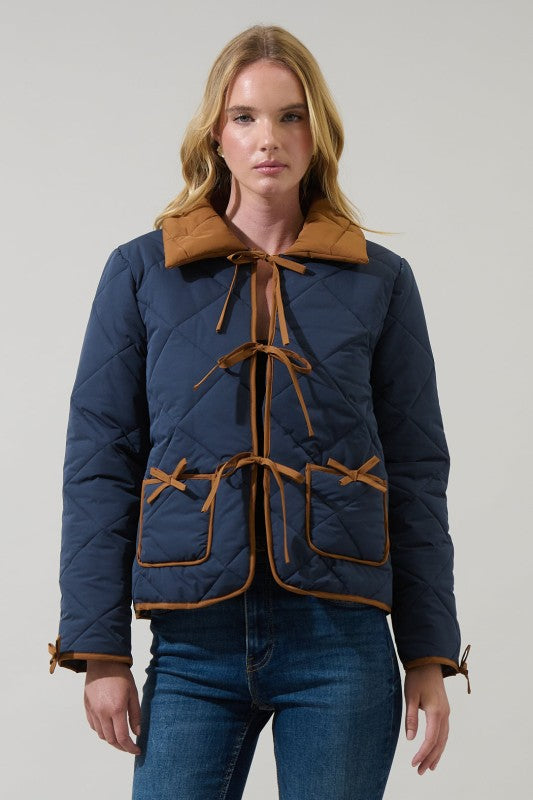 Womens Sugar Lips Contrast Bow Jacket