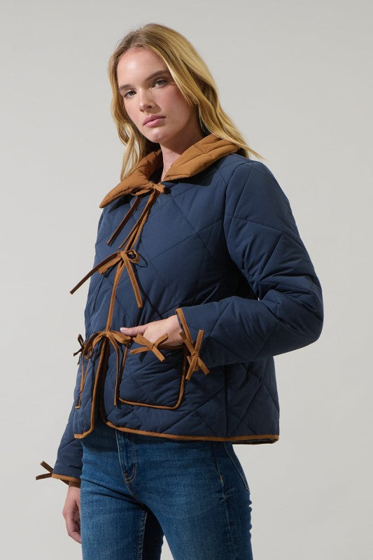 Womens Sugar Lips Contrast Bow Jacket