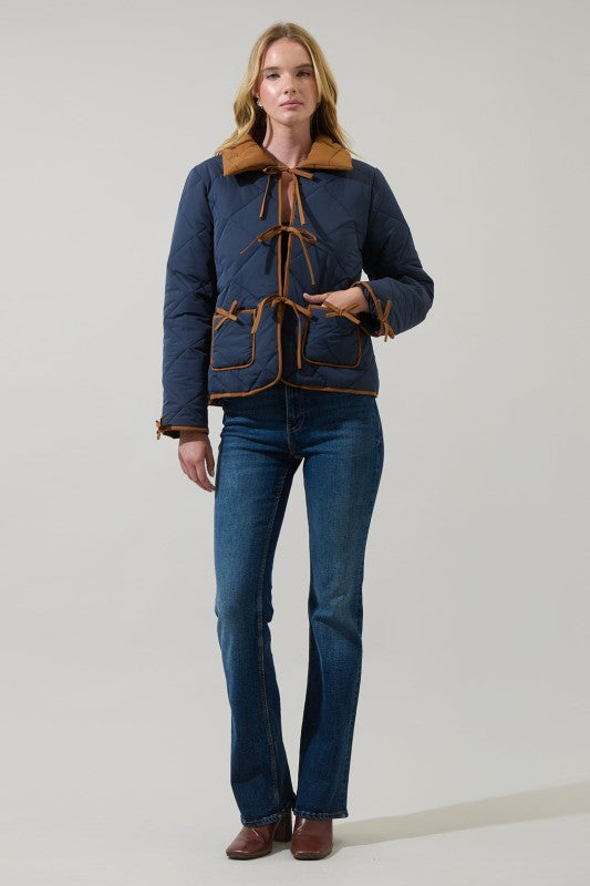 Womens Sugar Lips Contrast Bow Jacket