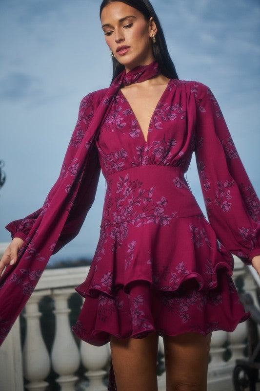 Womens Sugar Lips Zurum Floral Kery Tiered Mini Dress