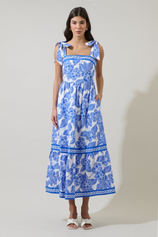 Womens Sugar Lips Rency Floral Pime Smocked Maxi Dress