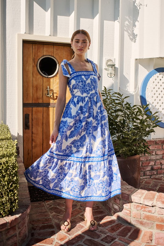 Womens Sugar Lips Rency Floral Pime Smocked Maxi Dress