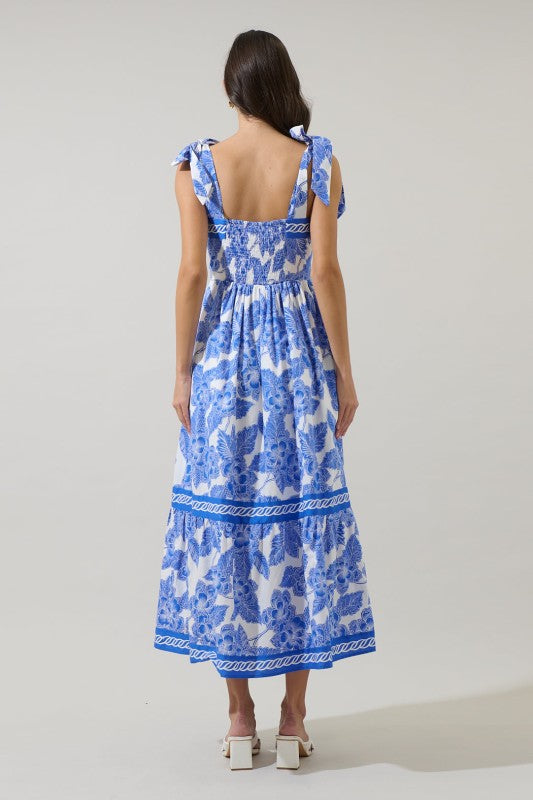 Womens Sugar Lips Rency Floral Pime Smocked Maxi Dress