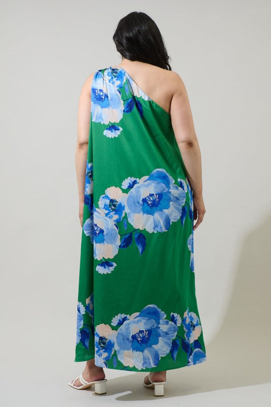 Plus Size Sugar Lips Glena Floral Pleated Maxi Dress Curve