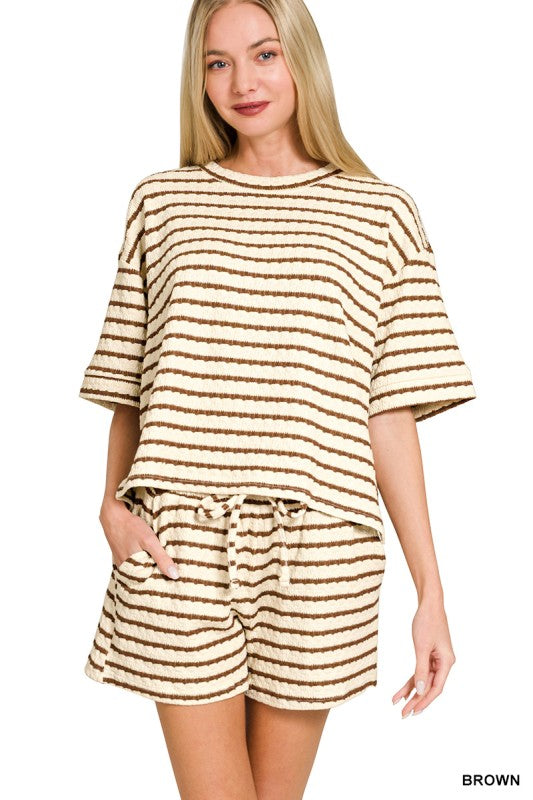 Womens Striped Set with shorts and top
