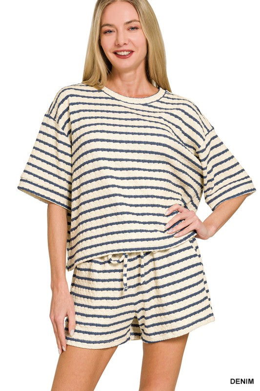 Womens Striped Set with shorts and top