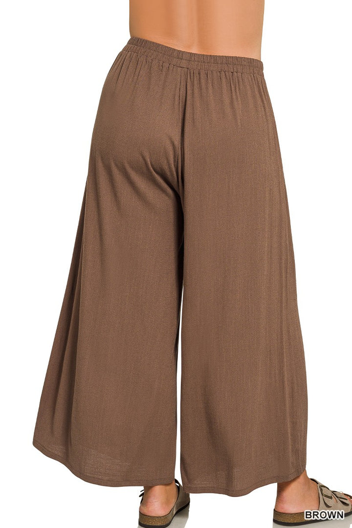 Plus Size Zenana Woven Elastic Band Pants With Pocket- Multiple Colors