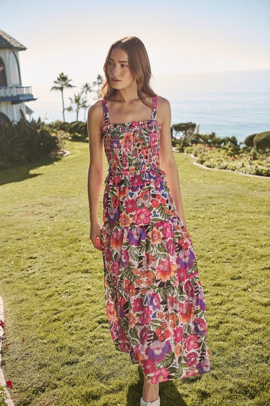Womens & Plus Size Sugar Lips Rendal Floral Lindsy Smocked Maxi Dress Maxi Dress