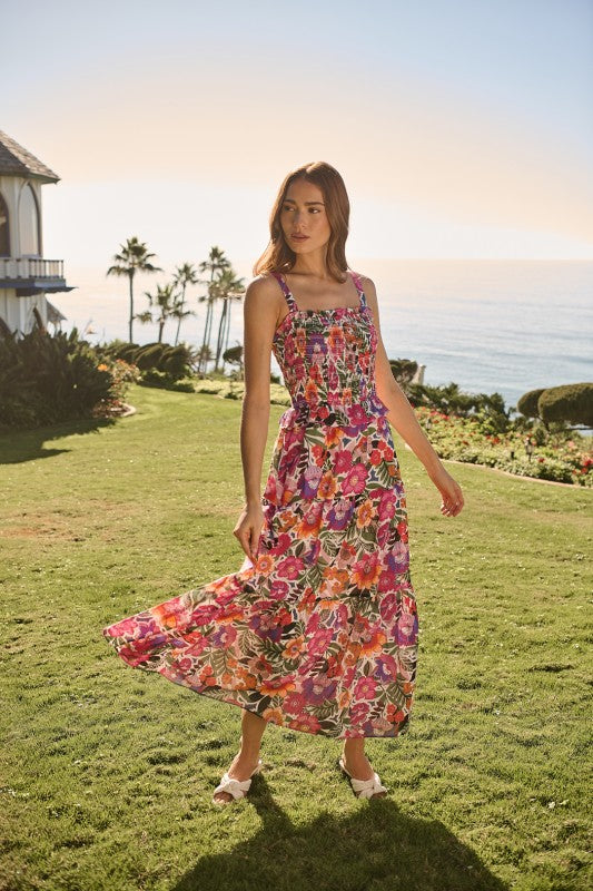 Womens & Plus Size Sugar Lips Rendal Floral Lindsy Smocked Maxi Dress Maxi Dress