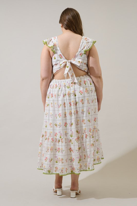 Plus Size Sugar Lips Diane Floral Maira Open Back Midi Dress Curve