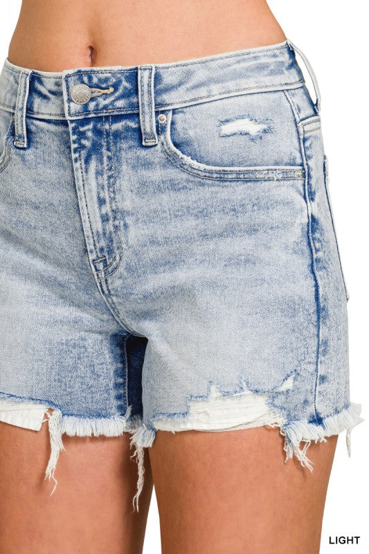 Womens Distressed Light Wash Denim Jean Shorts