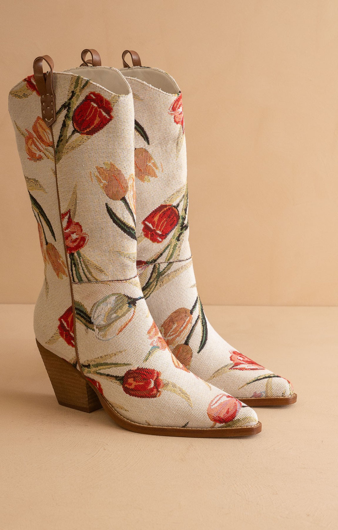 Womens Floral Tulip Tapestry Cowboy Boot