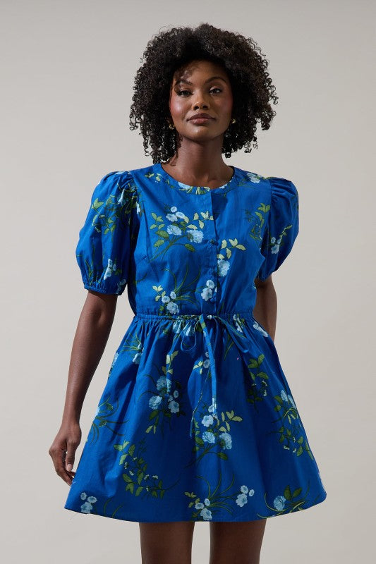Womens Sugarlips Sendra Floral Alba Puff Sleeve Mini Dress
