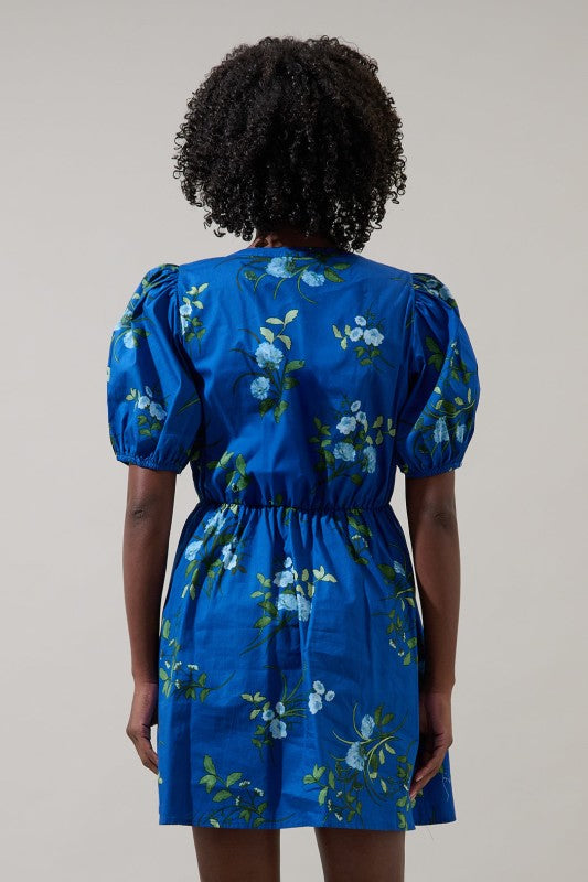 Womens Sugarlips Sendra Floral Alba Puff Sleeve Mini Dress