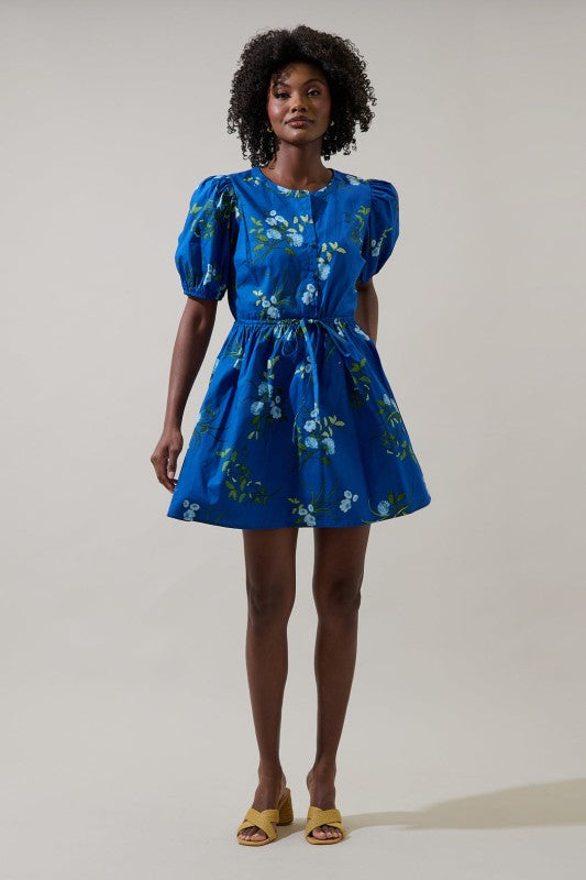 Womens Sugarlips Sendra Floral Alba Puff Sleeve Mini Dress