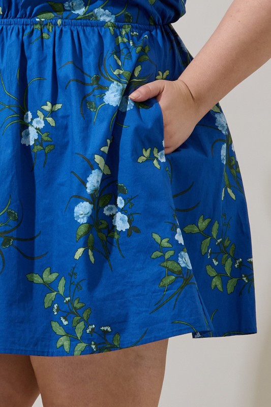 Plus Size Sugar Lips Sendra Floral Alba Puff Sleeve Mini Dress Curve